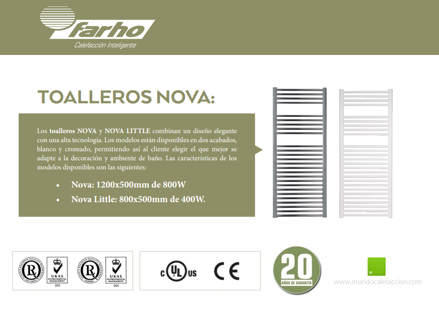 Toallero eléctrico baño Farho Nova Electrónico Negro control