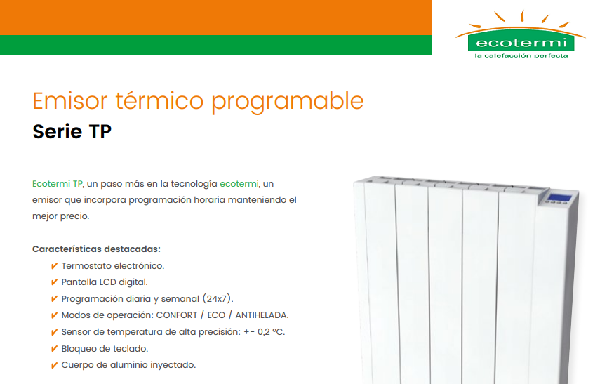 Emisor térmico de fluido Ecotermi PDP4, 600 W