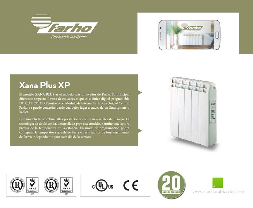 Emisor térmico bajo consumo digital 550W XANA PLUS XP-05 programable /  domótico XP05 FARHO