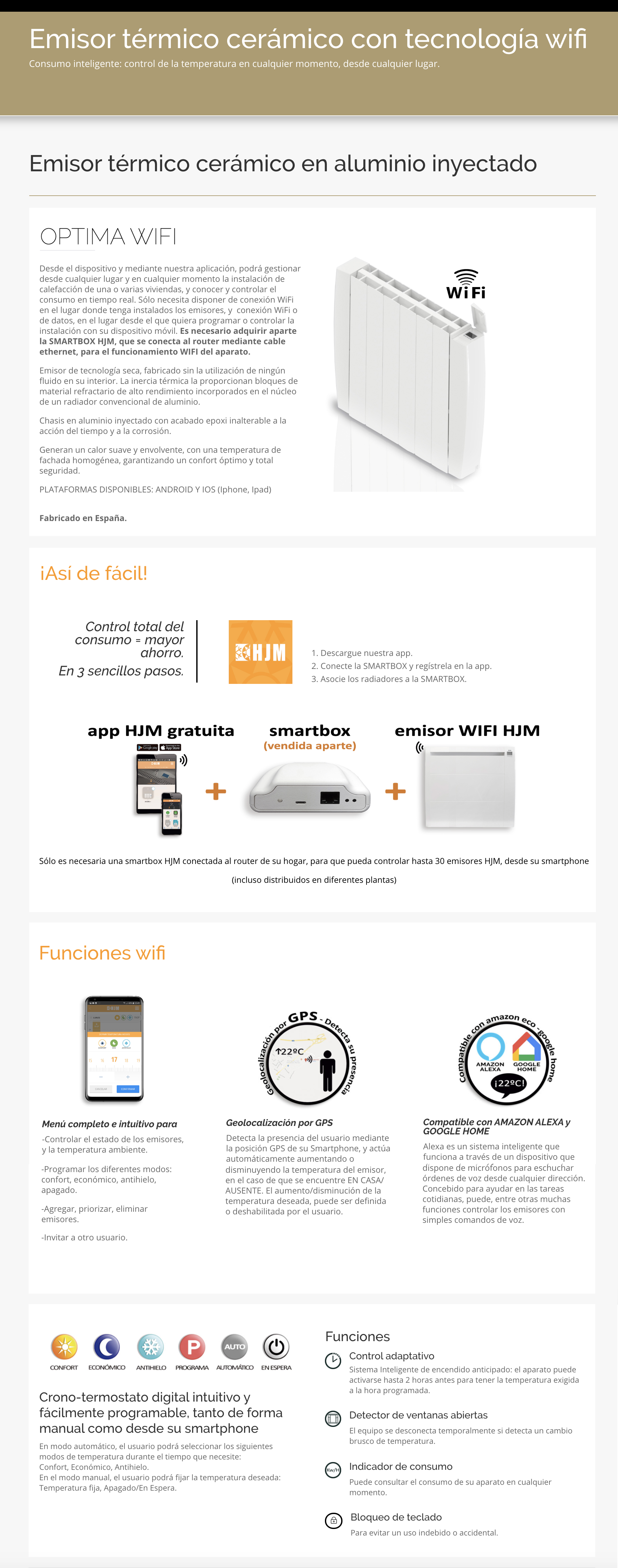 HJM Emisor Térmico Cerámico Bajo Consumo RFC 500 WiFi