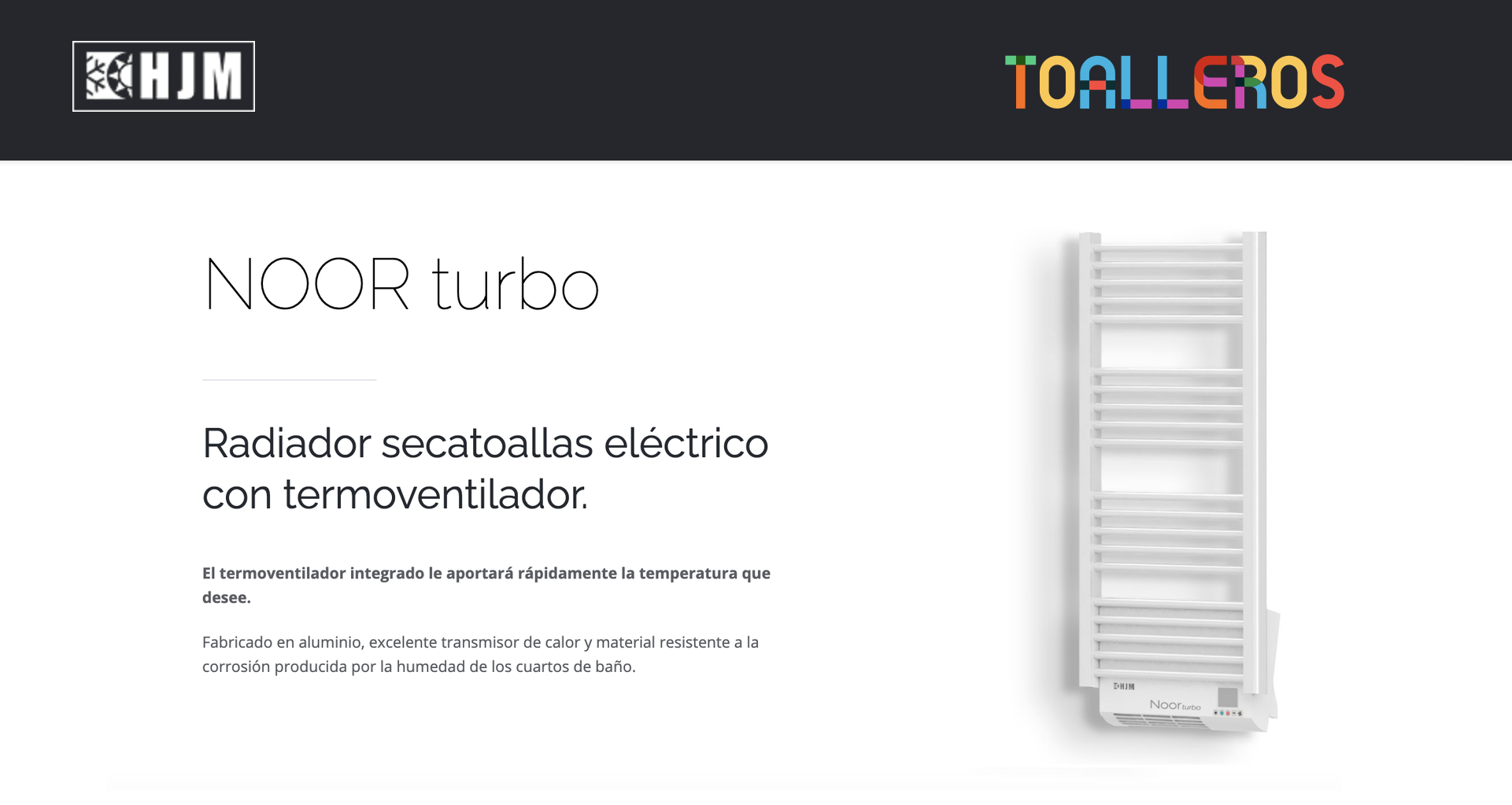 Toallero eléctrico - HJM NOOR 500 N, Bajo Consumo con Programación 24/7,  Modo Turbo, Funciones Ahorro,, 500 W, Negro